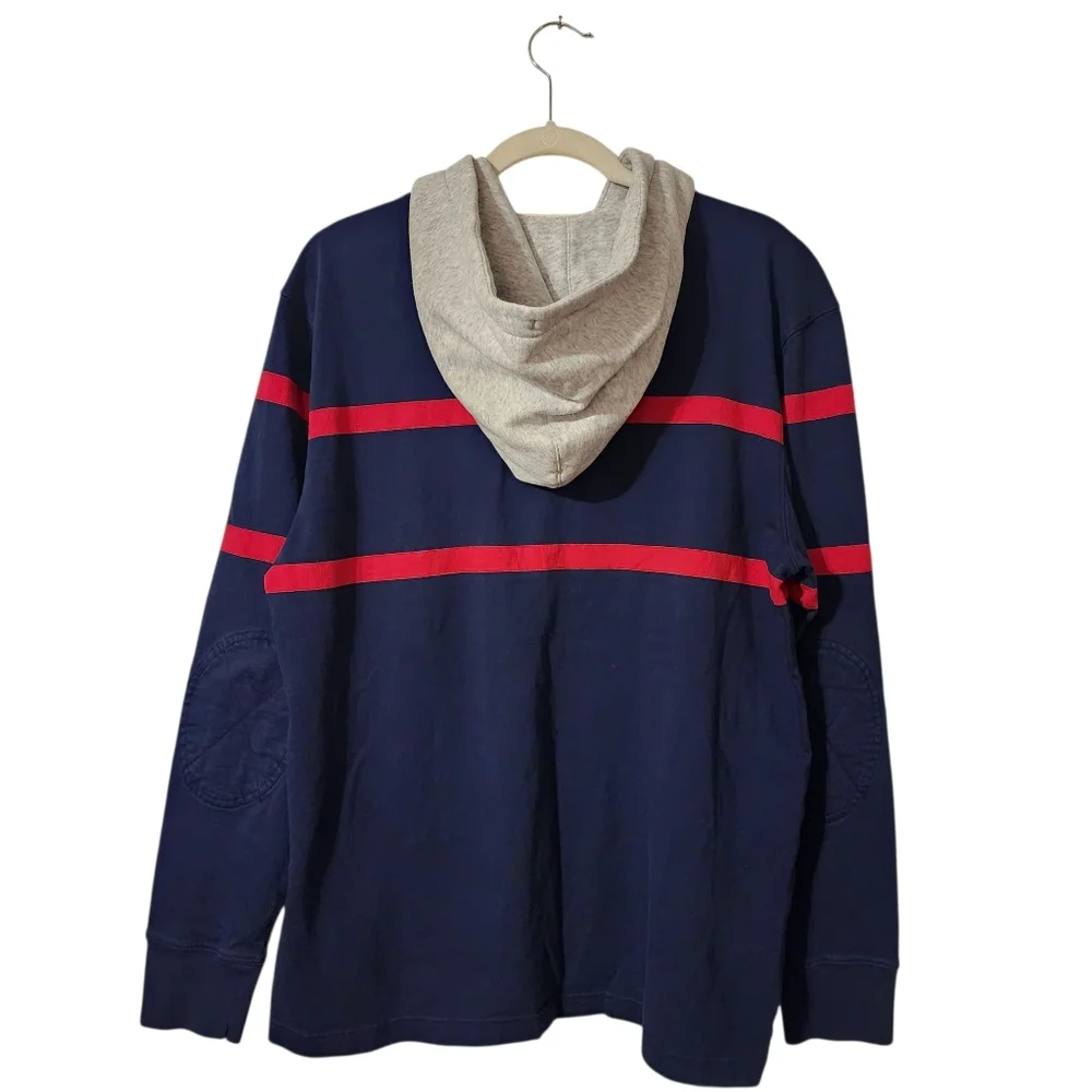 J.Crew Striped Hooded Rugby Shirt | Size Large